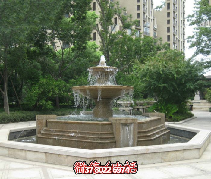 精美石雕大型噴泉，美化小區(qū)廣場景觀