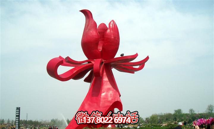 大型紅色不銹鋼雕塑紫荊花，給你的廣場(chǎng)帶來美景