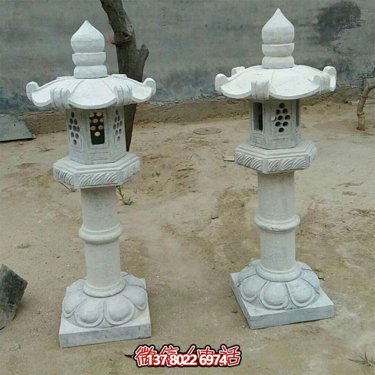 太陽(yáng)能仿古中式大理石石燈，點(diǎn)亮你的花園