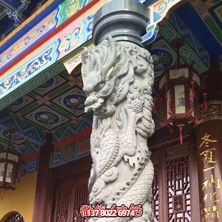 精美仿古園林，花崗巖石龍盤柱點(diǎn)綴