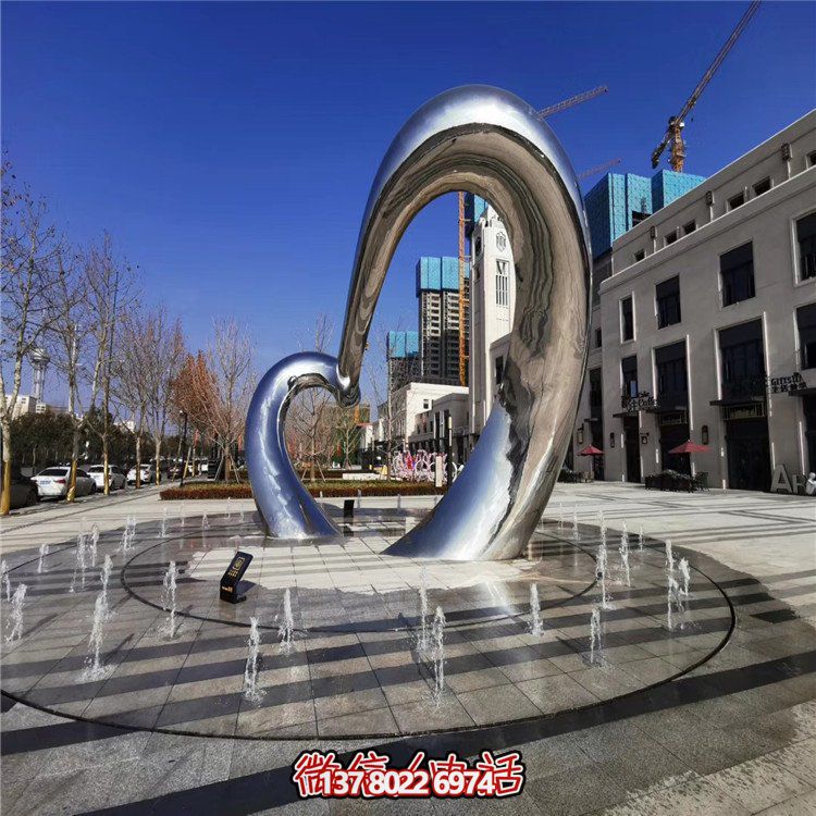 不銹鋼圓形雕塑精致工藝，拋光鏡面，抽象藝術(shù)