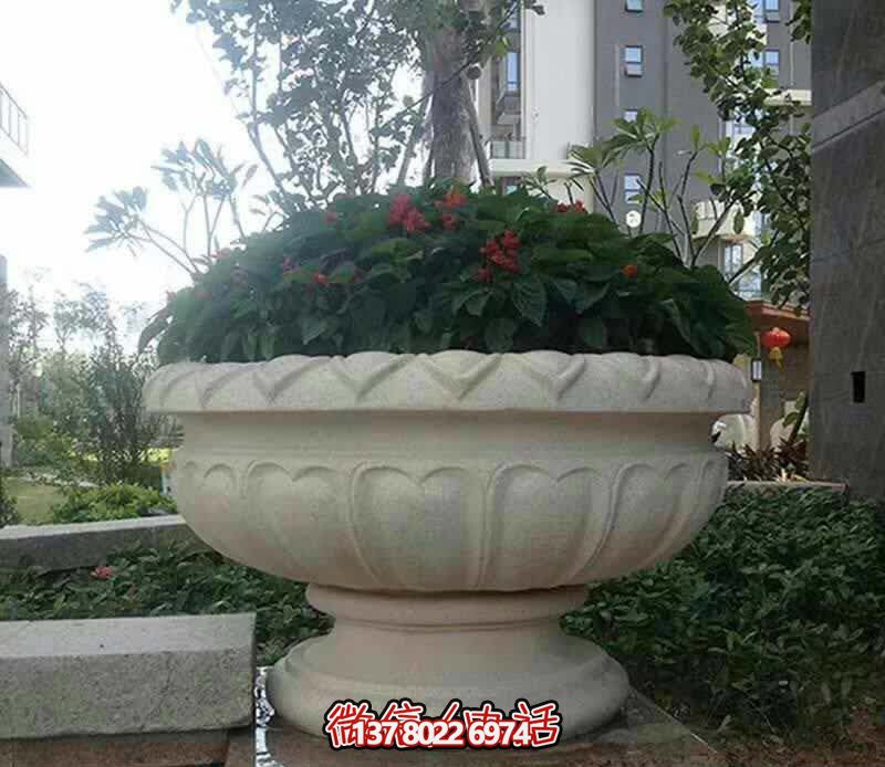 精美巨型大理石石雕花盆雕塑，讓你的別墅街道更加精彩