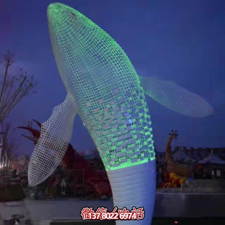 不銹鋼鯨魚雕塑景觀，營造完美空間氛圍