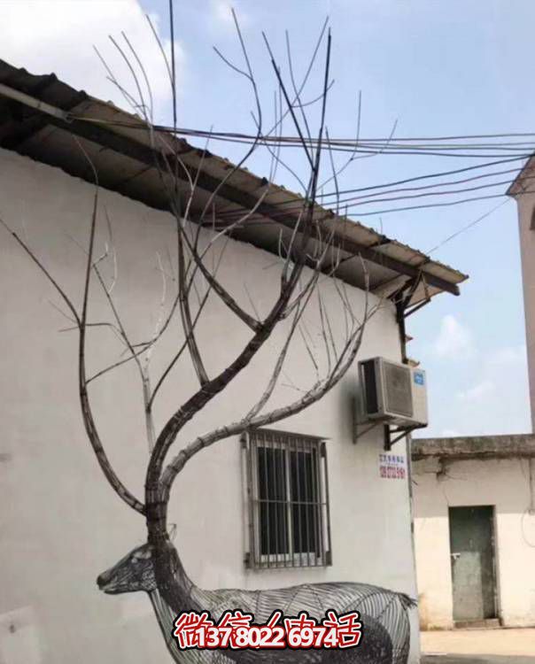 不銹鋼梅花鹿戶(hù)外園林景觀雕塑