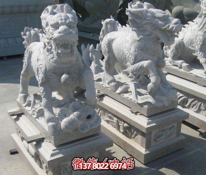精美大理石石雕麒麟雕塑，一件精致的家居裝點(diǎn)品