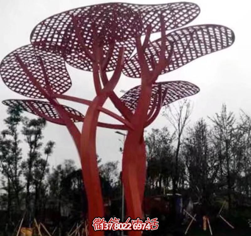 兒童安全游樂園，不銹鋼網(wǎng)格樹雕塑裝置