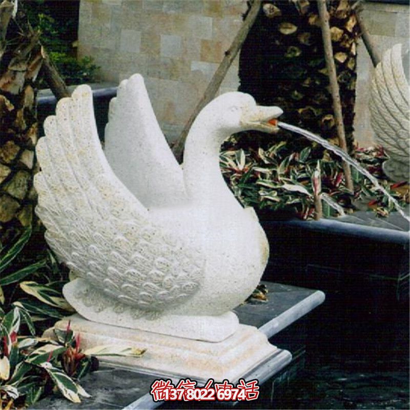 玻璃鋼雕塑噴水器，點亮公園白色天鵝