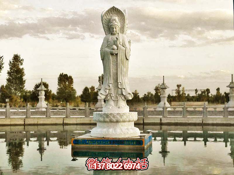 大型漢白玉石雕觀音雕塑，讓你的戶外景區(qū)更加完美