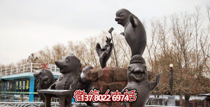 不銹鋼海豚雕塑，個性創(chuàng)意花園裝飾
