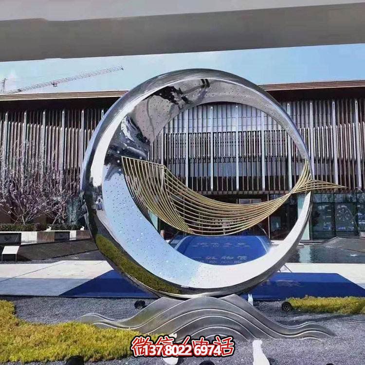 精美不銹鋼圓環(huán)雕塑，給酒店、售樓部帶來(lái)流水?dāng)[件