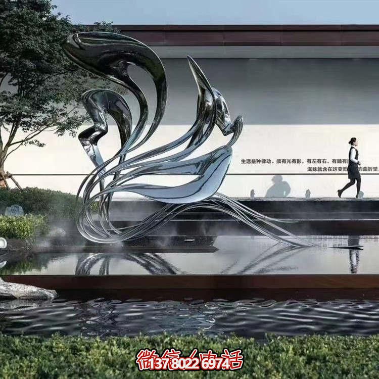 大型不銹鋼抽象雕塑，現(xiàn)代水景景觀創(chuàng)意裝飾