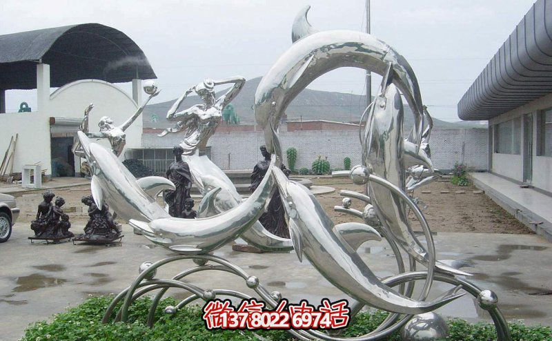 一群活躍海豚，為游樂園帶來更多樂趣——不銹鋼海豚雕塑