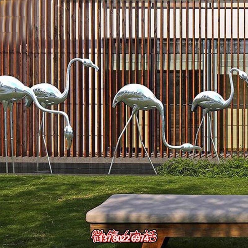 公園休閑裝飾，精美不銹鋼雕塑火烈鳥(niǎo)
