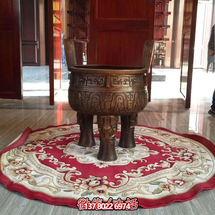 純銅鼎仿古香爐擺件，圓潤家居裝飾