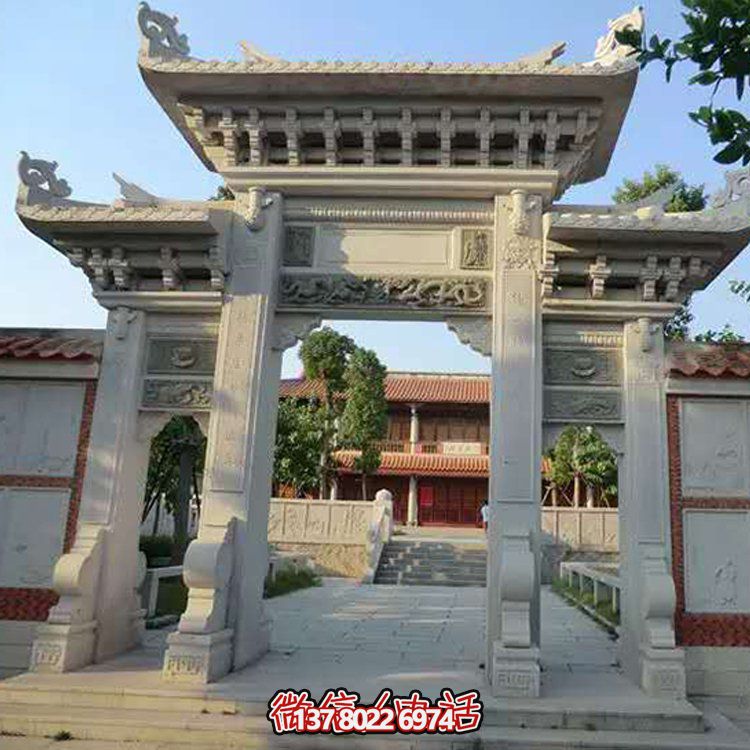 精美大理石石雕景區(qū)園林，大型門樓牌坊雕塑