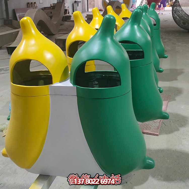 創(chuàng)意玻璃鋼垃圾桶，家庭園林裝飾擺件