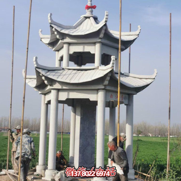 雙層大理石石雕涼亭，點(diǎn)綴家園，打造美麗園林景觀