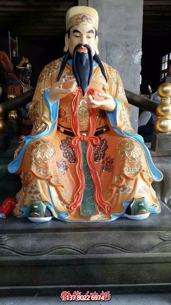 精美供奉財神雕塑，玻璃鋼彩繪絢麗奪目
