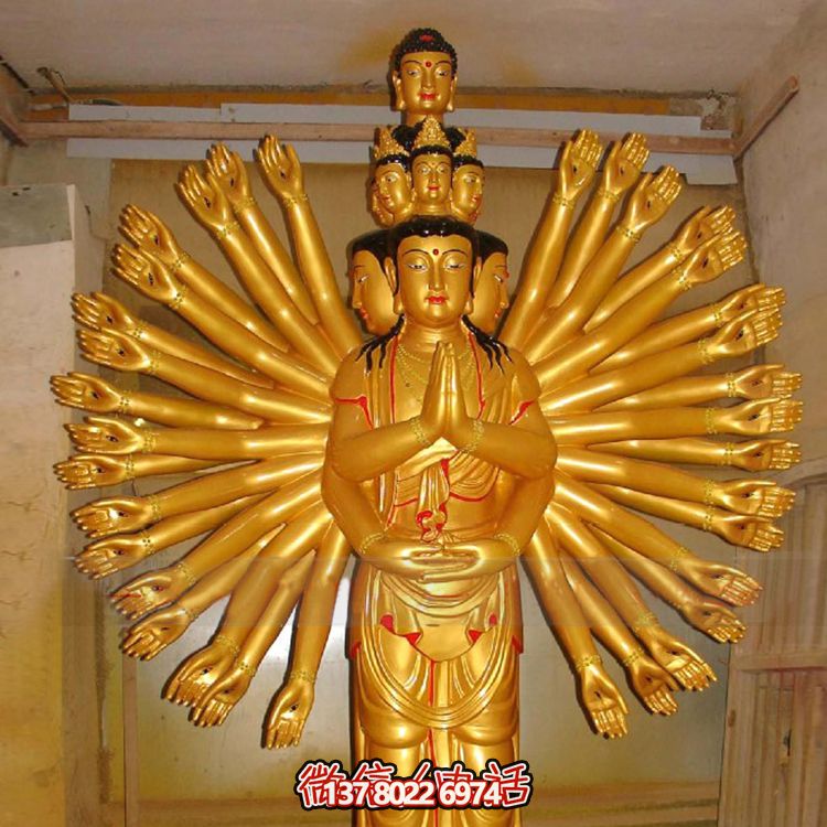 鎏金千手觀音大型雕塑，精美絕倫，醉人心魄