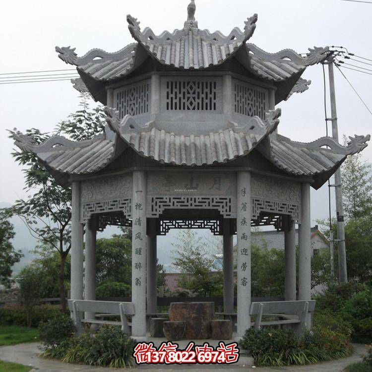 仿古青石涼亭，美觀大方，雕塑精美