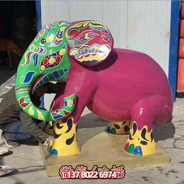 玻璃鋼雕塑大象，彩繪園林景觀