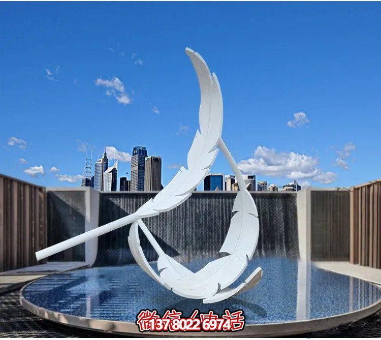 大型不銹鋼鏡面羽毛雕塑，創(chuàng)意園林景觀裝置