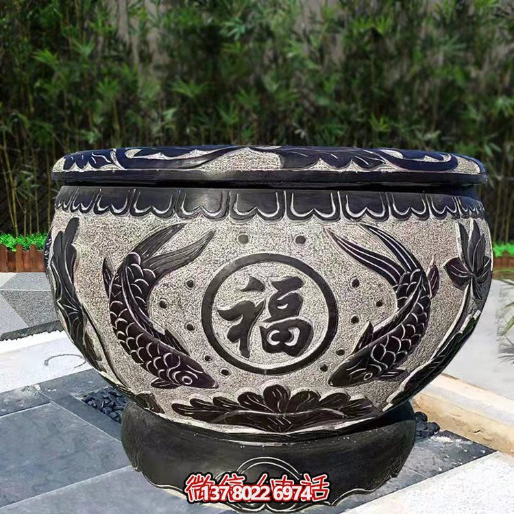 精美青石石雕缸，打造現(xiàn)代園林景觀