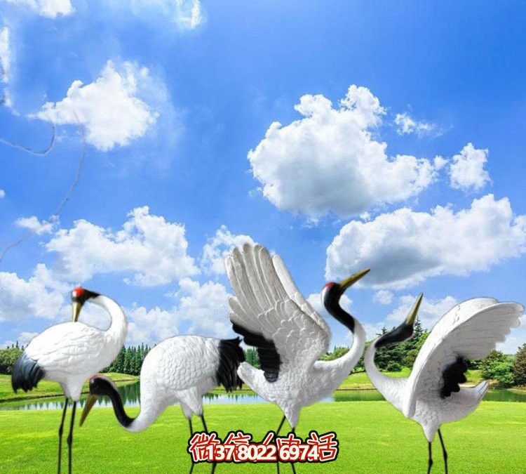 仙鶴彩繪玻璃雕塑，一次欣賞美麗風(fēng)景