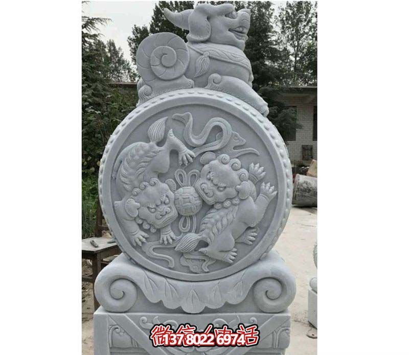 精美大理石抱鼓石雕塑，點綴園林景觀