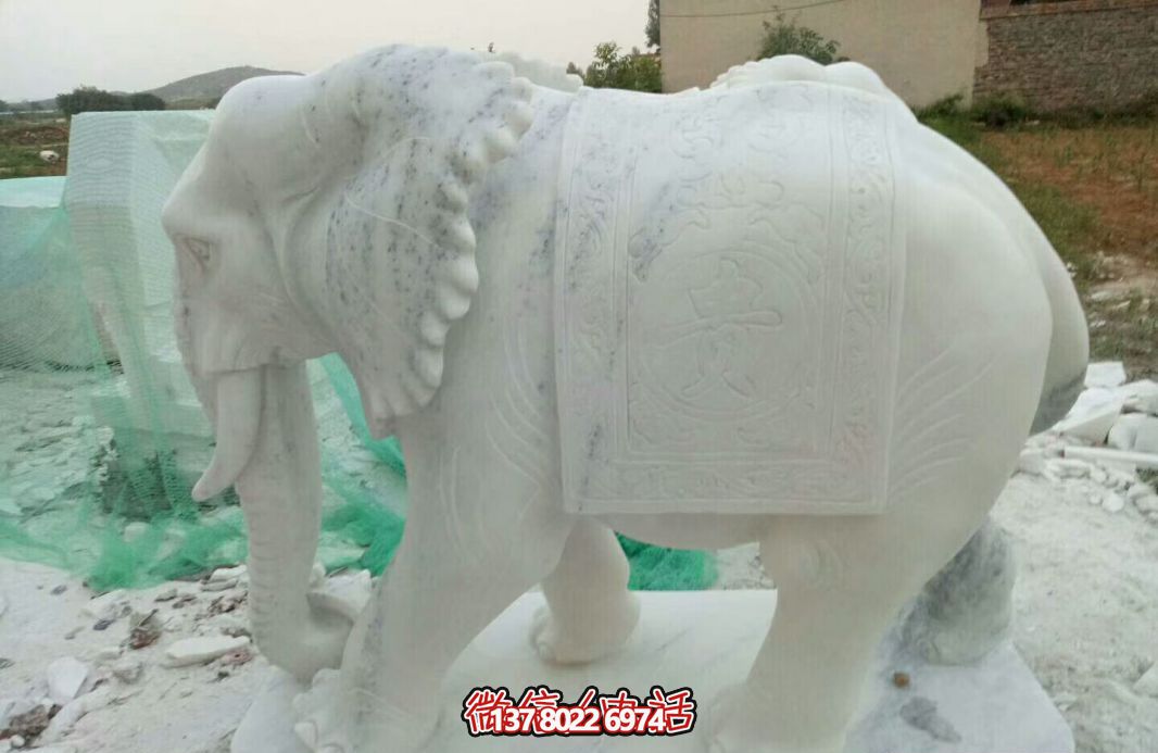 經(jīng)典漢白玉大象雕塑，戶外空間創(chuàng)意裝飾