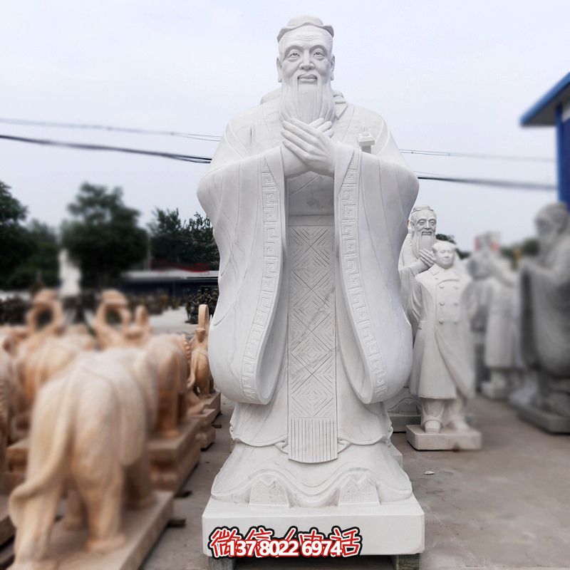 漢白玉孔子雕塑傳承中華文化，融入創(chuàng)意景區(qū)