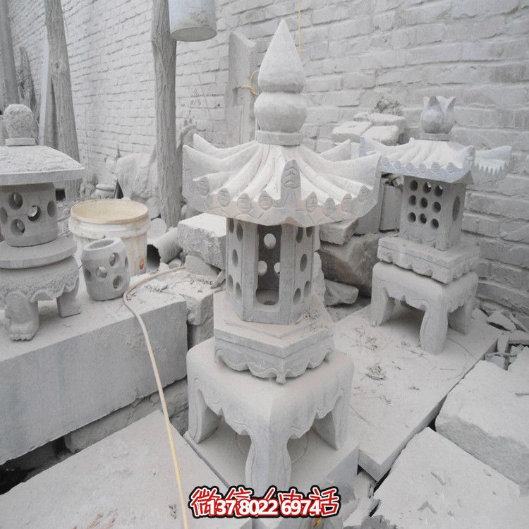 精美石燈鏤空大理石裝飾擺件，點亮你的漢白玉庭院