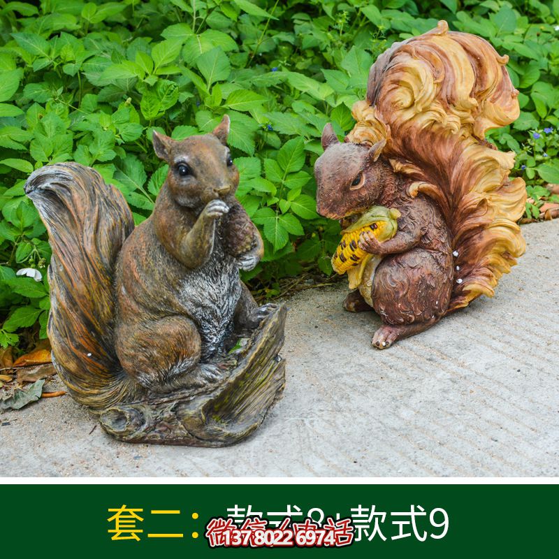 景區(qū)松鼠雕塑，玻璃鋼玻璃玉米抱松子