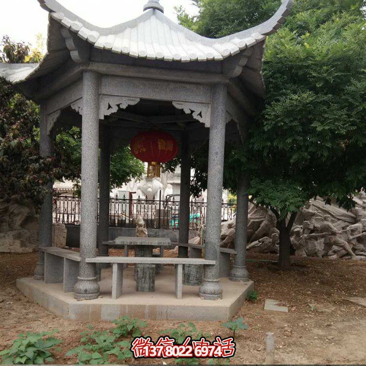精美青石雕刻仿古中式?jīng)鐾?，裝點(diǎn)精美公園戶外