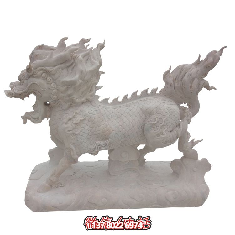 傳承漢白玉石雕麒麟雕塑，美化景區(qū)戶外環(huán)境