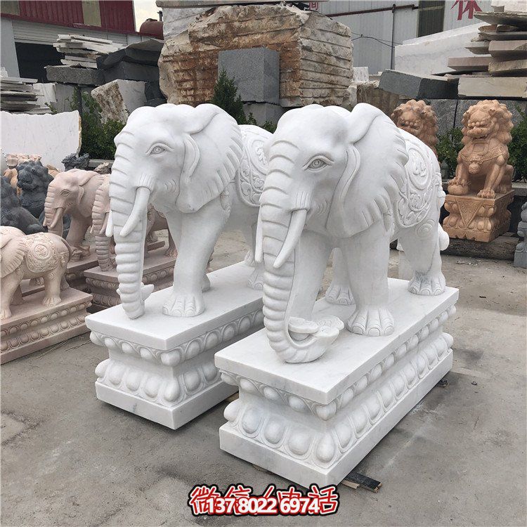 大理石石雕大型動(dòng)物雕塑，點(diǎn)綴庭院別墅門口