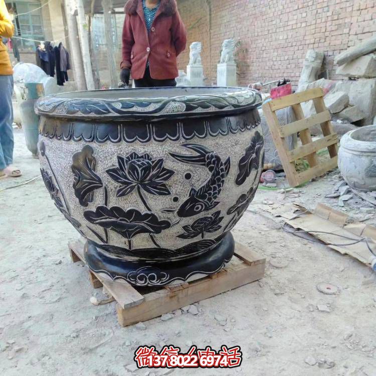 天然石頭缸，仿古雕刻，裝點家園