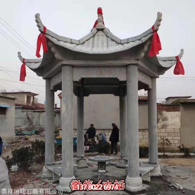 仿古石雕亭子，增添學(xué)校公園獨(dú)特韻味