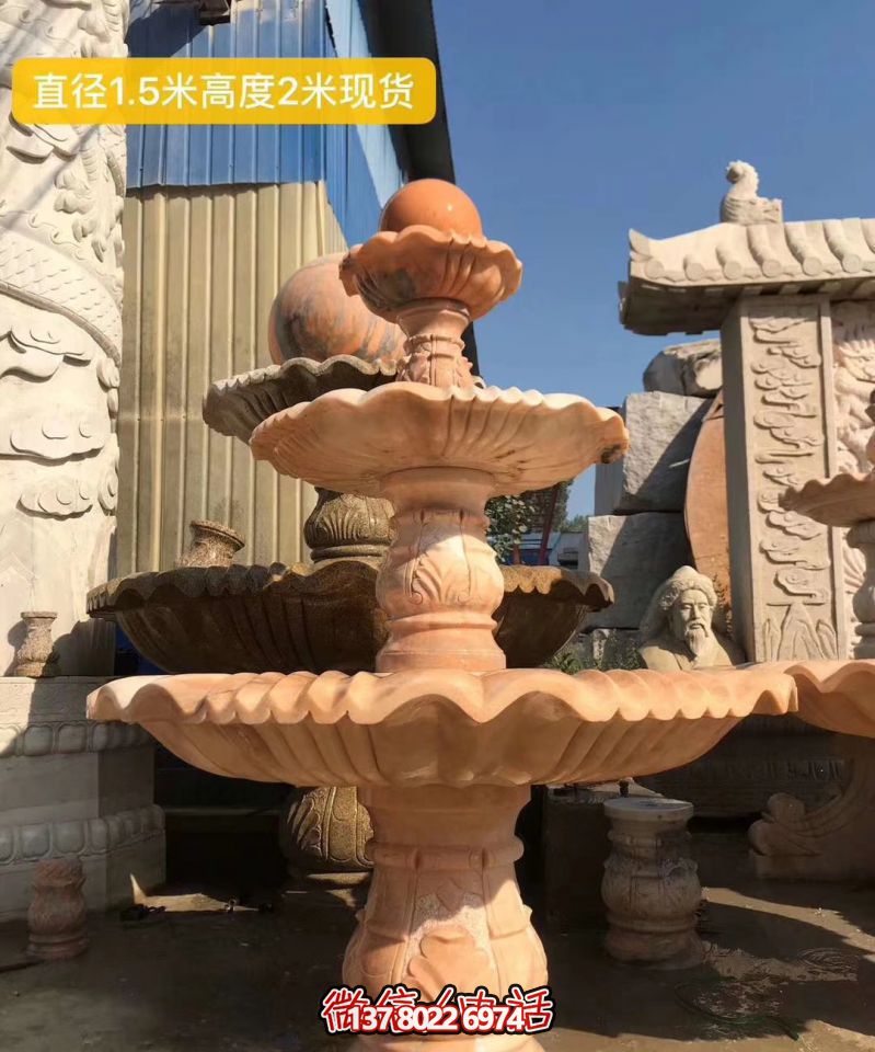 紅色晚霞風(fēng)水球石雕景觀噴泉，點(diǎn)亮小區(qū)美景