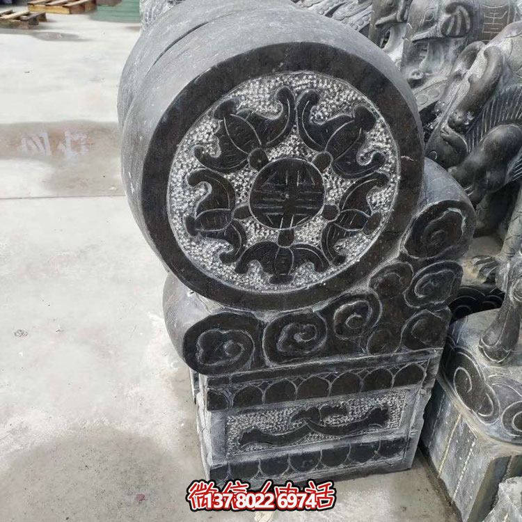 精美青石浮雕抱鼓石雕塑，點(diǎn)綴門口庭院