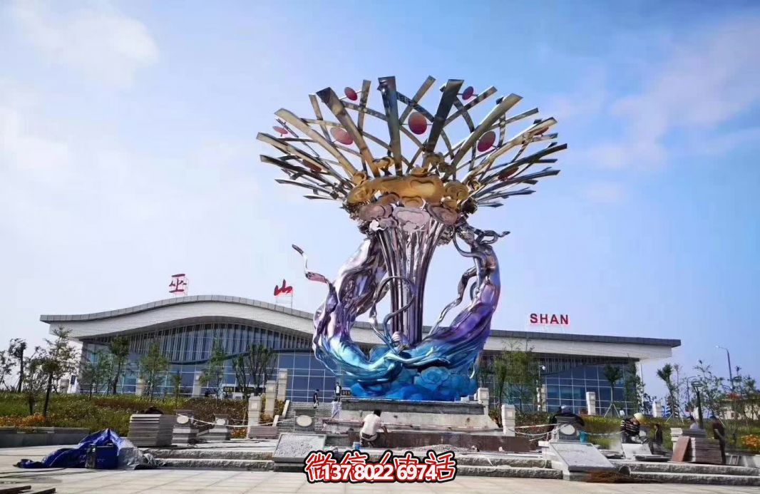 玻璃鋼美人魚雕塑，給廣場帶來彩繪跳舞美景
