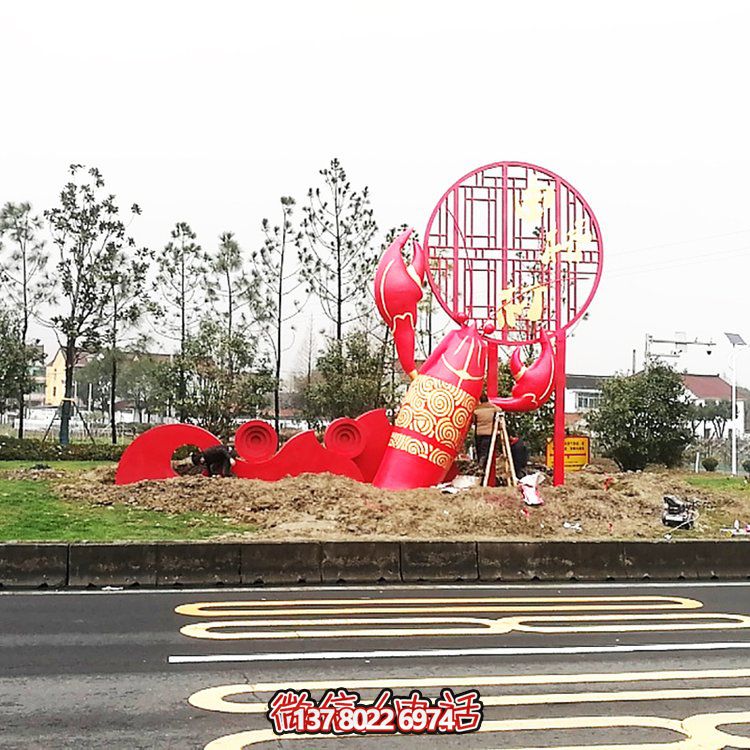 大型玻璃鋼龍蝦模型雕塑，裝飾城市街道邊