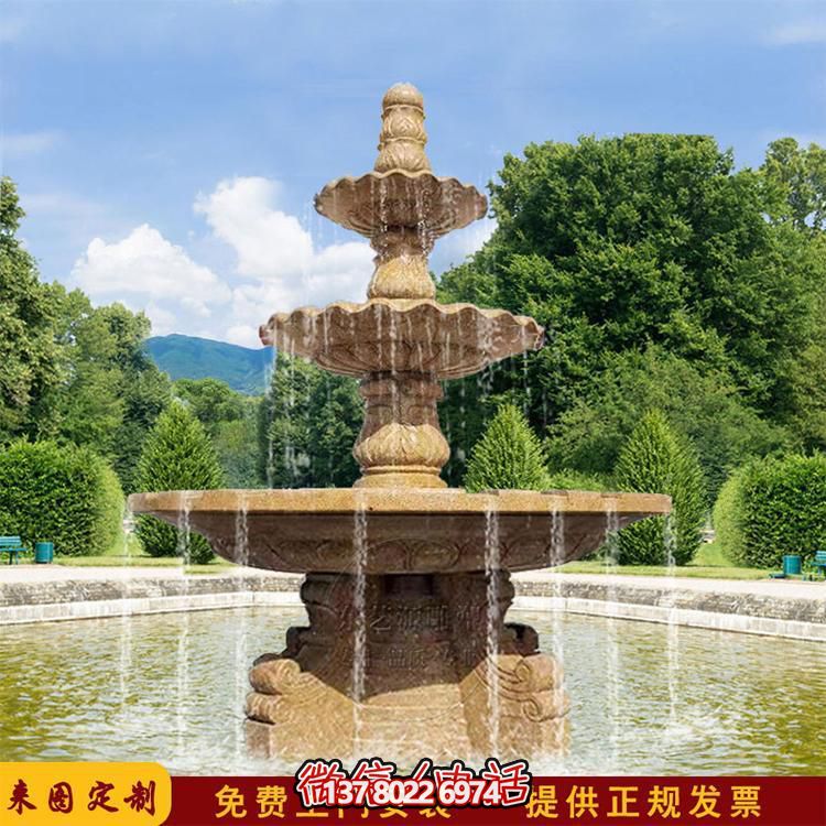 流水紅晚霞，石雕戶外景區(qū)擺件