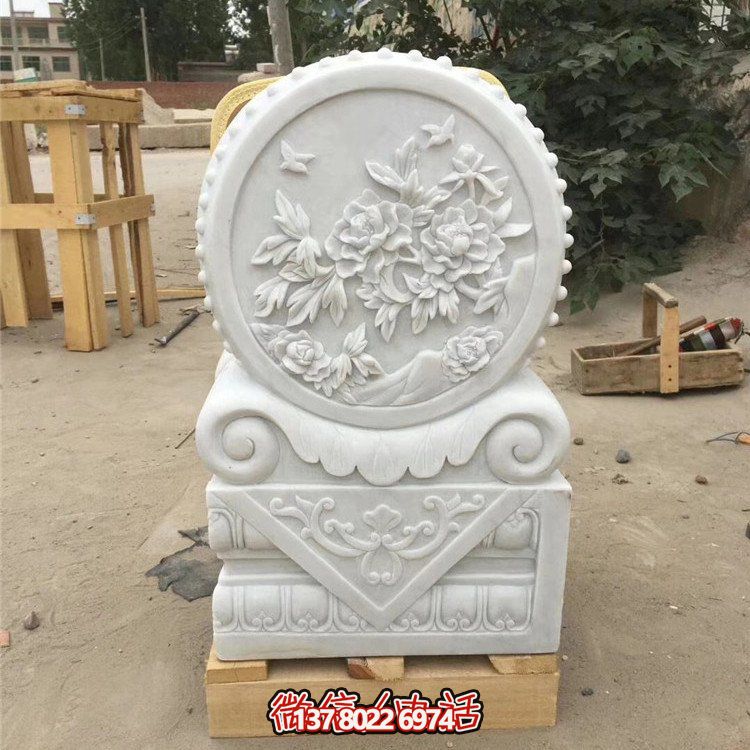 經(jīng)典石雕藝術(shù)，漢白玉石雕大理石門口門墩鎮(zhèn)宅鼓抱雕塑戶外裝飾