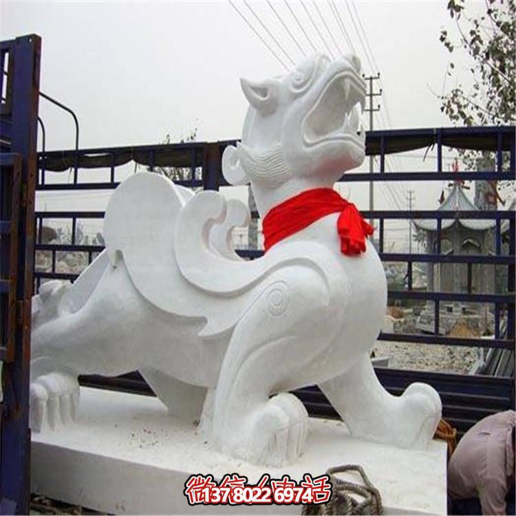 大理石石雕麒麟，古典庭院裝飾精美大型雕塑