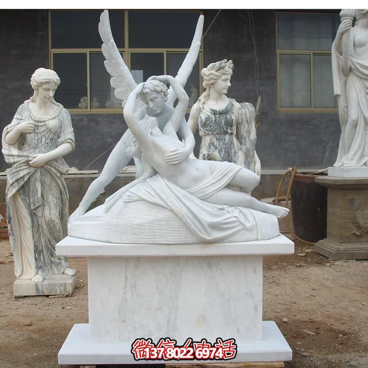西方天使?jié)h白玉雕塑，美化景區(qū)廣場(chǎng)