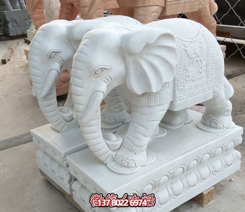 漢白玉雕塑，招財(cái)大象，令您鎮(zhèn)宅景區(qū)庭院更加迷人