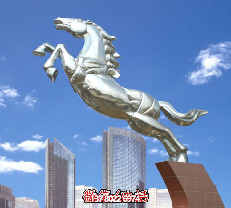 不銹鋼馬兒雕塑，鏡面騰空的馬兒雕塑，企業(yè)精神標(biāo)識標(biāo)志