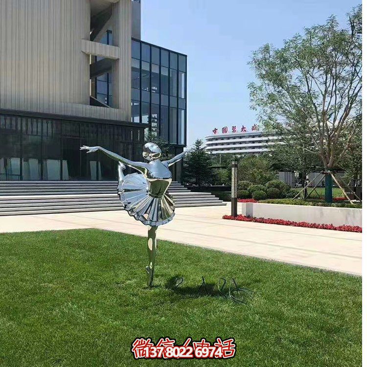 不銹鋼芭蕾女孩，鏡面跳舞女孩雕塑