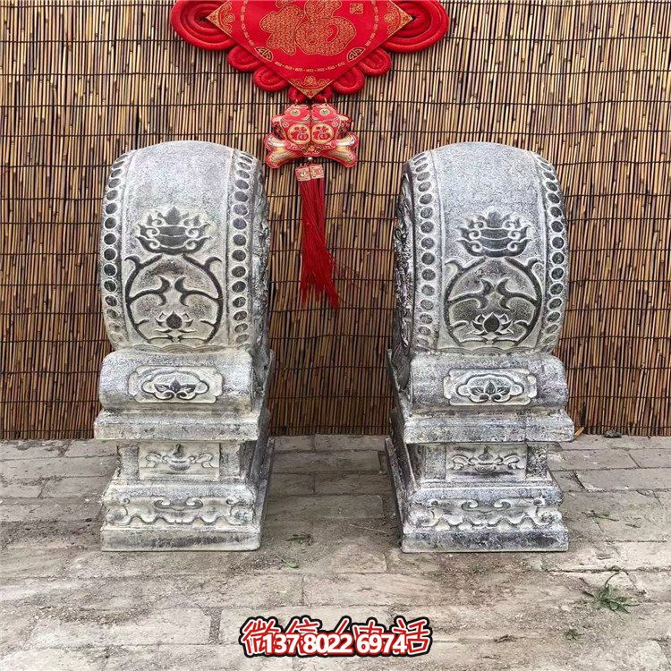 青石仿古抱鼓石，大理石古建大門門墩